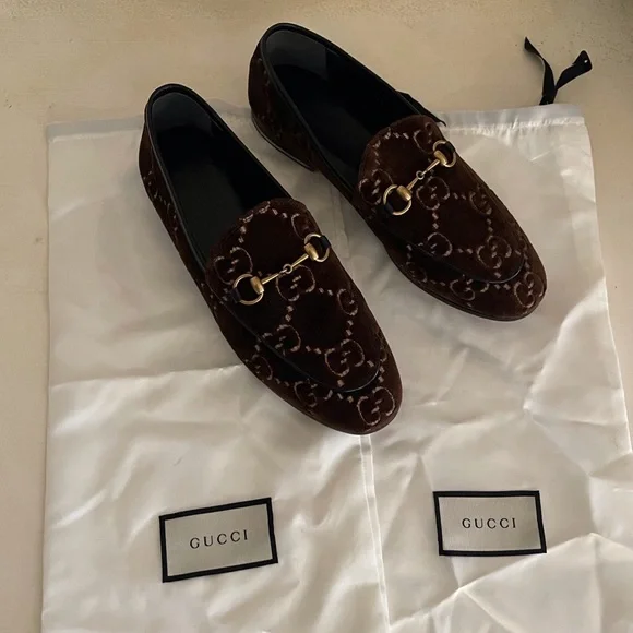 Gucci Jordaan GG Velvet Horsebit Loafers Size 38 - Picture 4 of 4